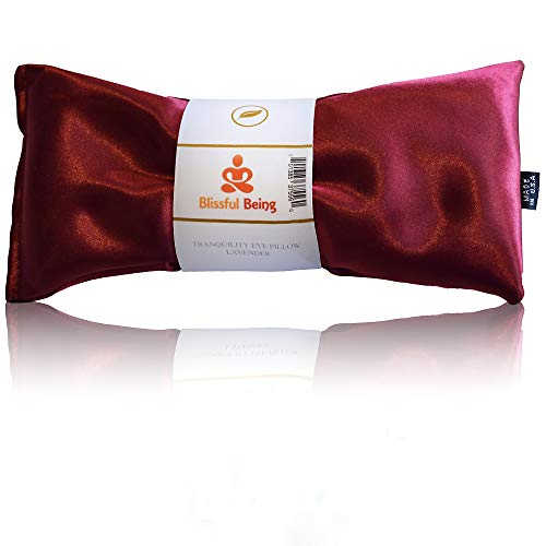 Lavender Eye Pillow - Hot or Cold Weighted Satin Eye Mask perfect for Sleeping, Yoga, Meditation - Gifts for Women, Birthday, Teachers - Natural Herbal Relaxation (Ruby) - color: Ruby Stickerless