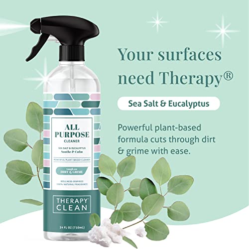 Therapy Clean All Purpose Cleaner Sea Salt & Eucalyptus (Pack of 6) - 100% Natural Fragrance, Plant-Based Multipurpose Cleaner - size: 24 Fl Oz (Pack of 6)