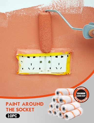 ROLLINGDOG 4 inch Small Paint Roller Covers | Polyester Roller Covers for Semi Smooth to Semi Rough Surfaces(Pack of 10) - color: 10pc 4" Polyester Roller Cover