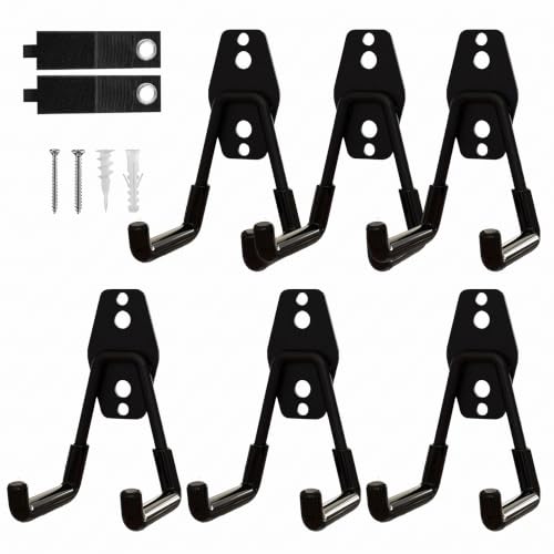 6-Pack Small Square Heavy Duty Garage Hooks, Ideal for Hanging Ladders, Bikes, Tools, Garage, Garden, Basement, Shed, Utility Room Storage (Black) - color: Black, size: Small Square-6pcs