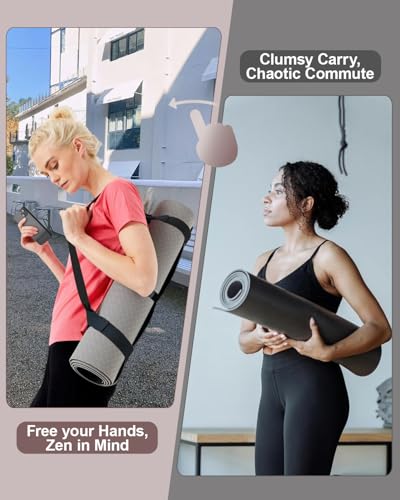 Yoga Mat Strap Carrier with Adjustable Hook-and-Loop for Most Mats