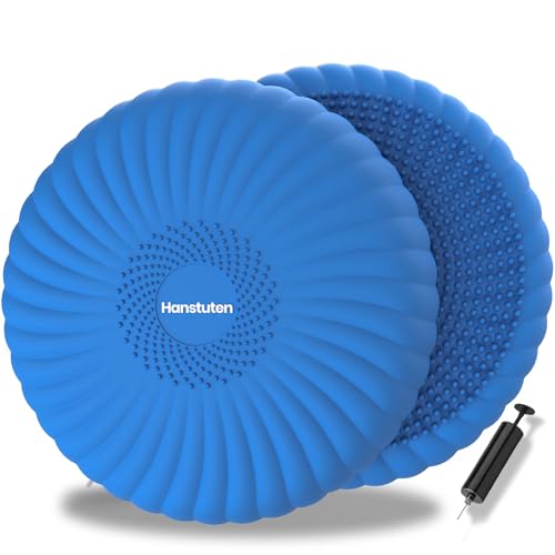 Wobble Cushion Core Balance Disc, Wiggle Seat with Inflation Pump | Extra Thick Non-Slip, Help Stay Focused for Sensory Kids, Improve Sitting Posture & Relieve Back Pain, Core Strength Trainer - color: 1Blue
