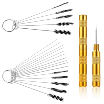 22Pcs Airbrush Cleaner for Spray Paint, Airbrush Cleaning Kit Accessories with 10Pcs Cleaning Brushes Straw Cleaner Brushes, 10Pcs Cleanings Needles, 2Pcs Pointed Pick Needle