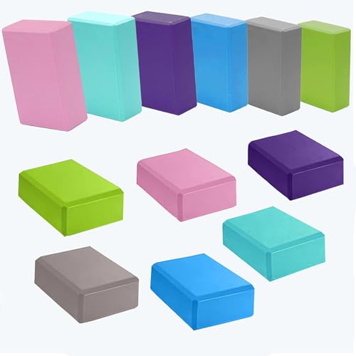 Foam Yoga Blocks Lightweight Non-Slip Supportive Yoga Bricks Yoga Props Accessories for Women Men, Stretching and Meditation (6 Colors) - color: 12PACK