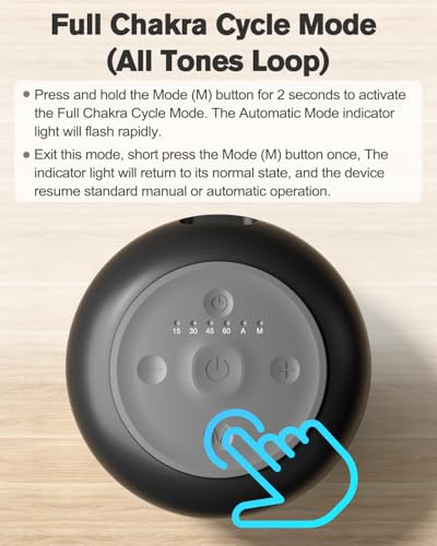 Portable Electronic Tibetan Singing Bowl, 8 Chakra Modes with 8 Chakra Cycle Play Mode, Auto/Manual Mode, Vibration & Built-in Timer, USB-C Rechargeable Meditation Device for Yoga, Reiki, Relaxation - color: Black Gold Chakra