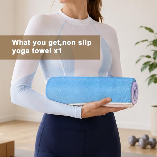 Yoga Mat Towel Non Slip Ultra-Absorbent Hot Yoga Towel, Super Stylish Printed Sweat Hot Yoga Towel, Ideal for Home, Workouts, Pilates, Yoga, 72 x 27in, Blue & Purple - color: Blue & Purple