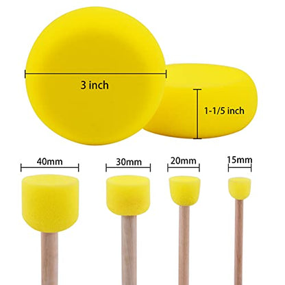 Hapeper 28 Pieces Round Sponge Brush, Artist Painting Foam Sponge for Watercolor, Crafts, Face Painting
