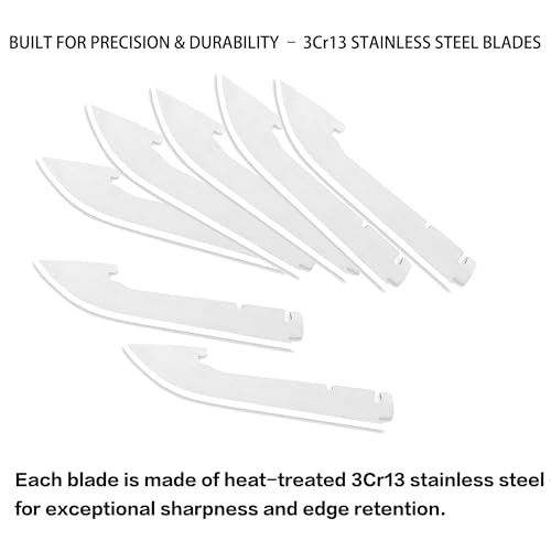 DISPATCH 3.5" RazorSafe Replacement Knife Blades, 7-Pack Utility Knife Blades with Protective Sheath, Packed in Clear Case with Color Box—Compatible Spare Blades for Outdoor, EDC & Repair Use - style: 7-Pack Utility Knife Blades
