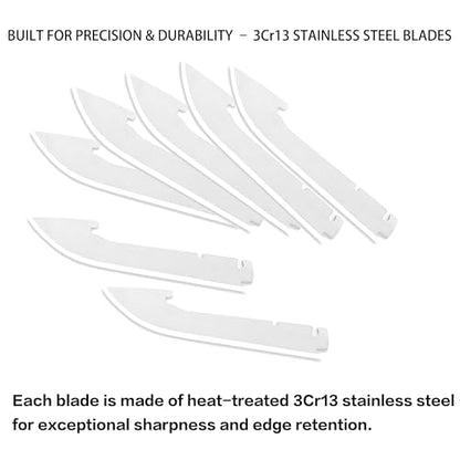 DISPATCH 3.5" RazorSafe Replacement Knife Blades, 7-Pack Utility Knife Blades with Protective Sheath, Packed in Clear Case with Color Box—Compatible Spare Blades for Outdoor, EDC & Repair Use - style: 7-Pack Utility Knife Blades