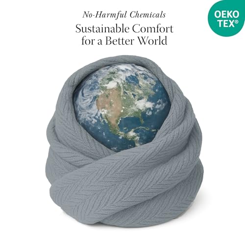 Threadmill Luxury 100% Cotton King Herringbone Blanket, Scottish Grey - color: Scottish Grey, size: King (106" x 92")