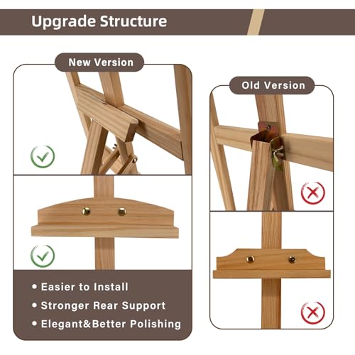 Adjustable Pine Wooden Painting Easel, Art Easel for Display | A-Frame Nature Easel Hold up to 43'' Painting Canvas for Wedding Sign and Poster, Drawing for Adults, Begginners and Students - color: Nature