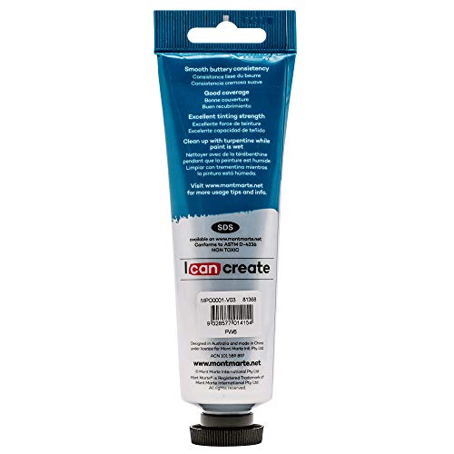 Mont Marte Oil Paint Premium, 3.4 US fl.oz (100ml) Tube,Titanium White, Heavy Body Paint, Artist Quality, Good Coverage, Excellent Tinting Strength, Ideal for Painting Canvas - color: Titanium White, size: 3.4 Fl Oz (Pack of 1)