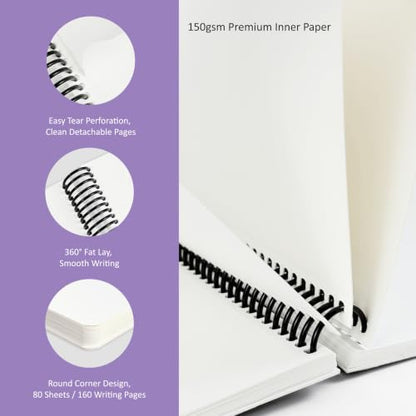 Hardcover Sketchbook,7.2" x 8.3" Spiral Bound Drawing Pad,Lavender Daisy | 150gsm(92lb)Acid-Free Thick Paper,Blank Art Journal for Adults,Artists&Beginners,Ideal for Sketching,Doodling and Mixed Media - color: lavender daisy