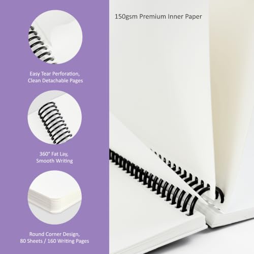 Hardcover Sketchbook,7.2" x 8.3" Spiral Bound Drawing Pad,Lavender Daisy | 150gsm(92lb)Acid-Free Thick Paper,Blank Art Journal for Adults,Artists&Beginners,Ideal for Sketching,Doodling and Mixed Media - color: lavender daisy