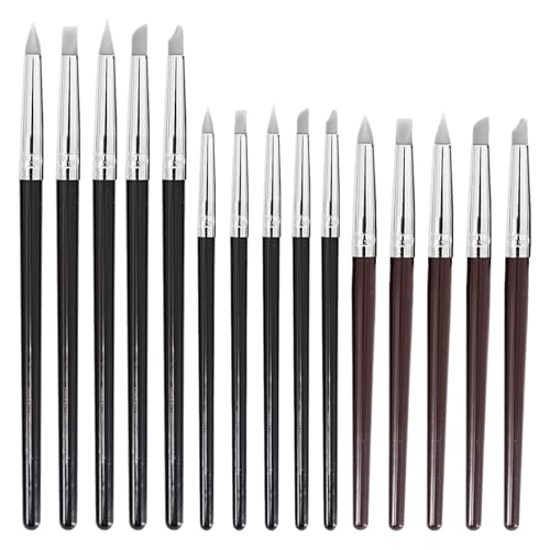 15 Pack Silicone Paint Brushes for Crafts, Silicone Sculpting Tools 5 Shapes Head, Rubber Paint Pens for Sculpting Pottery Handicraft Nail Art Artwork Gouache Acrylic Paints