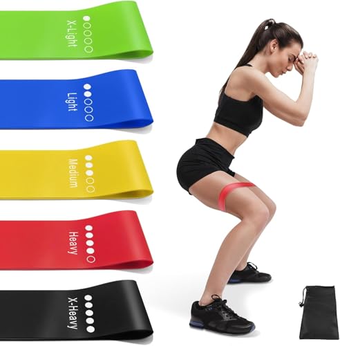 Resistance Bands Set for Men and Women, Pack of 5 Different Levels Elastic Band for Home Gym Long Exercise Workout – Great Fitness Equipment for Training - color: Assorted