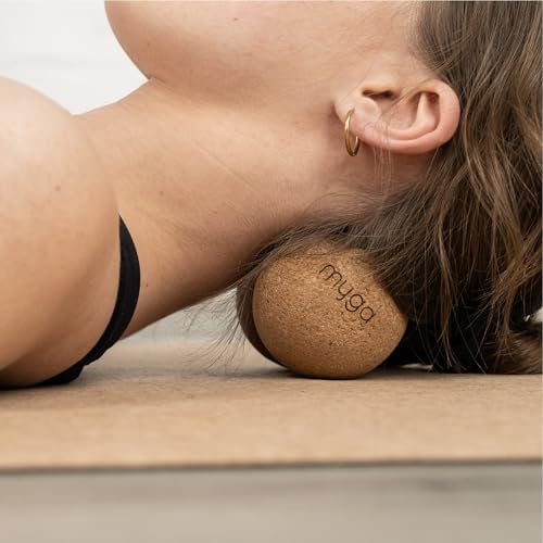 Myga - Cork Peanut Lacrosse Ball Muscle Roller Self Massager for Myofascial Release, Trigger Point Therapy and Deep Tissue Massage - 5.51" x 2.36"
