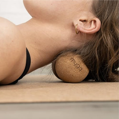 Myga - Cork Peanut Lacrosse Ball Muscle Roller Self Massager for Myofascial Release, Trigger Point Therapy and Deep Tissue Massage - 5.51" x 2.36"