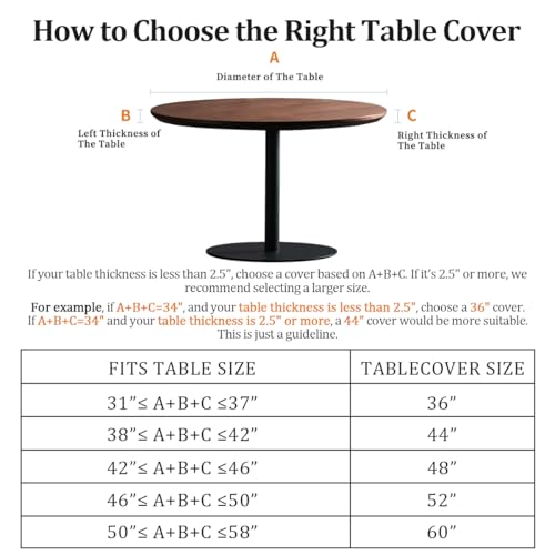 Waterproof Tablecloth with Elastic Tablecloth for Round Tables 36"-70" for Indoor Outdoor Patio Use, 44Inch, White and Gray Marble - color: D-white and Gray Marble, size: 44" (Round)
