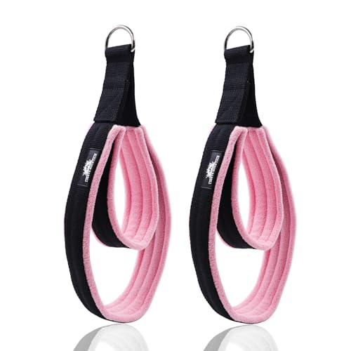 Pilates Double Loop Straps for Reformer, Thickened D-Ring Handle Fitness Straps, 2 Lengths Multicolor Yoga Accessories for Home Workout - color: black pink, size: size L