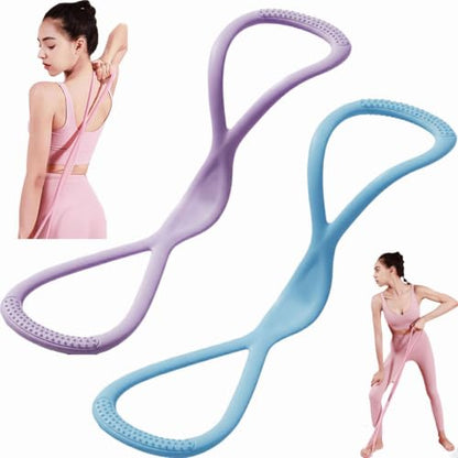 Resistance Bands with Handles,Figure 8 Resistance Band Elastic Fitness Bands Exercise Band for Home Yoga Gym Workout - color: Purple-15LB+Blue-25LB