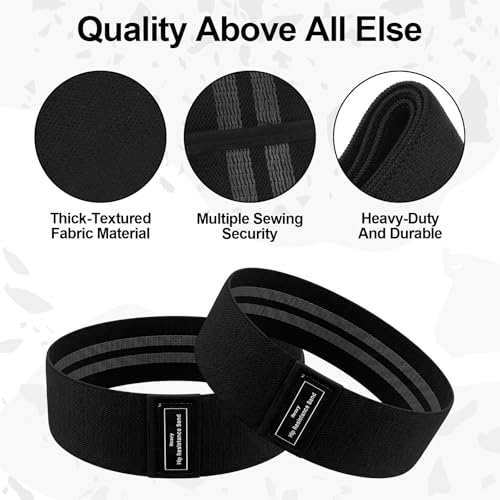 10 Pcs Fabric Resistance Bands for Working Out Non-Slip Booty Exercise Loop Bands for Legs, Glutes, and Fitness Training, Yoga Pilates Fitness Gym, Black