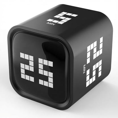 Rotating Focus Timer, 5/25/10/50-Minute Pomodoro Timer, Desk Flip Countdown with Vibration & Volume Control, ADHD-Friendly Tool for Office, Study, and Kitchen (Black) - color: Black