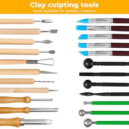 42 PCS Adult Clay Sculpting Tools Kit, All-in-One Pottery Tool Set for Carving, Molding & Shaping - for Adult Hobbyists and Artists