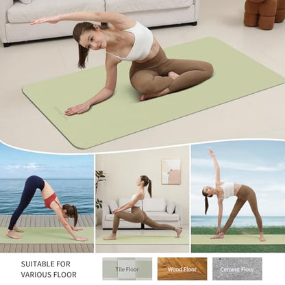 Extra Wide & Thick 8mm Yoga Mat, 72"x31.5" | Large Non Slip Exercise Mat, Premium POE Material, Superior Cushioning & Stability, With Strap for Home Gym, Pilates - color: Grass Green