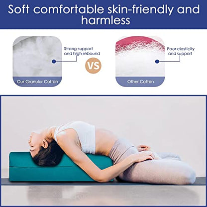 Yoga Bolster Pillow 26x10.5x5.5in Rectangular Meditation Cushion for Massage and Back Support, Breathable Cotton Fill, Zippered Organic Cotton Cover, Easy-Carry Handle, Machine Washable (Purple) - color: Purple