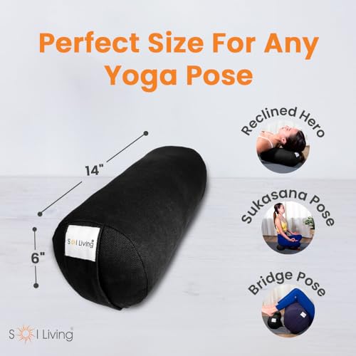 Pranayama Yoga Bolster Meditation Pillow - color: Black, size: Cylindrical 14" x 6"