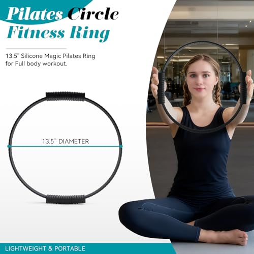 SUBCULTUREPICK Pilates Ring, Silicone Magic Pilates Rings, Lightweight & Durable Flexible Fitness Circle Exercise Equipment for Toning Arms, Thighs,Legs, Core,Yoga & Physical Therapy - color: Black