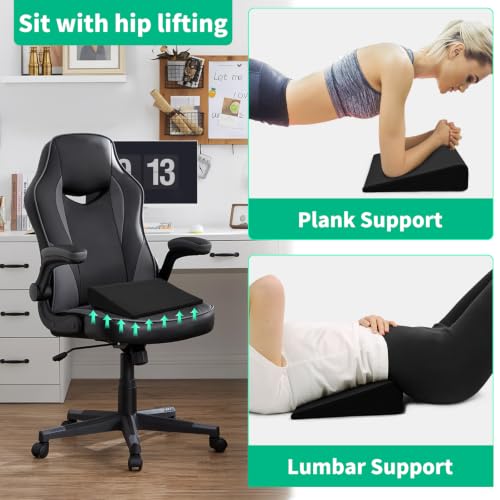 BUYUE Wedge Cushion for Butt Lift Women, Hard-Firm EVA Foam for Lift HIPS Up Fitness Training, Plank Position Mat, Non-Slip Chair Seat Pad, 15.7"x 12.5", Black - color: Black