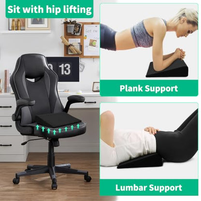BUYUE Wedge Cushion for Butt Lift Women, Hard-Firm EVA Foam for Lift HIPS Up Fitness Training, Plank Position Mat, Non-Slip Chair Seat Pad, 15.7"x 12.5", Black - color: Black