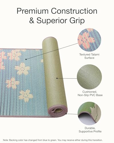 FULI Japanese Tatami Yoga Mat, Igusa Mat, Non-Slip Exercise & Fitness Mat