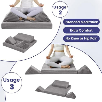Meditation Cushion, Meditation Mat with Knee Support, Light Grey - color: Light Dark, size: 24X24X2 Inch