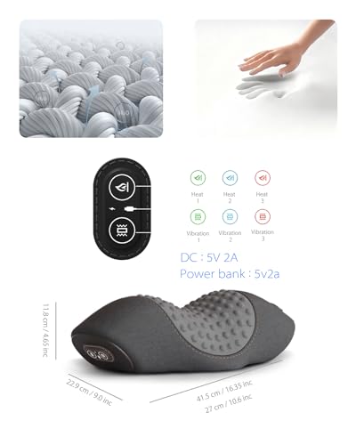 Massager Neck Pillow with Heat Vibration Pain Relief Tissue， Hump Corrector