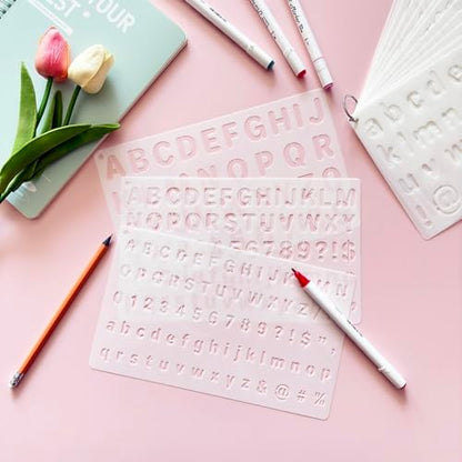 1/2, 3/4, 1, 2 Inch Letter Stencils for Painting, 15 Pack Reusable Plastic Alphabet and Number Stencils for Crafts Art Projects