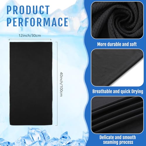 Hosuly 15 Pcs Cooling Towels 40" x 12", Black, White, Light Gray - color: Black, White, Light Gray
