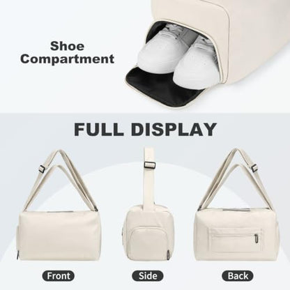Womens Mini Gym Bag with Shoe Compartment 20L, Cream - color: Cream