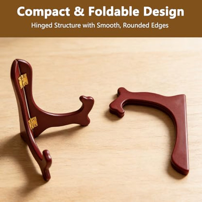 Wooden Plate Stand Decorative Frame and Picture Holder Easel Small for Display Tabletop Holders for Plates and Art Red Wood Stands for Dish Rack 7 Inch