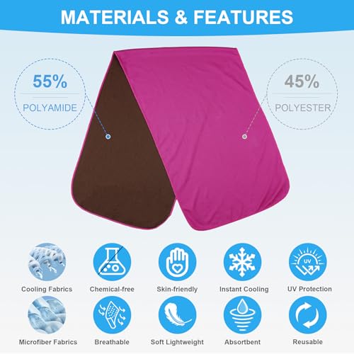 4 Pack Cooling Towels for Neck and Face(40"x12"), Cooling Neck Wraps, Ice Towel for Hot Weather, Soft Breathable Gym Towel, Cool Towel for Workout, Camping, Yoga, Sport, Running - color: Light Blue/Purple/Magenta/Gray