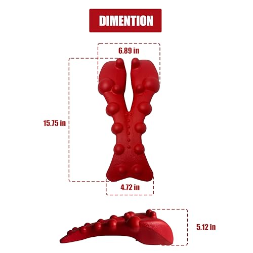Neck and Shoulder Relaxer, Cervical Traction Device for Neck Support and Posture Alignment, Neck Stretcher Pillow with Acupressure Points (Red)
