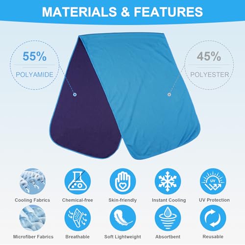 4 Pack Cooling Towels for Neck and Face(40"x12"), Cooling Neck Wraps, Ice Towel for Hot Weather, Soft Breathable Gym Towel, Cool Towel for Workout, Camping, Yoga, Sport, Running - color: Light Blue/Magenta/Orange/Green