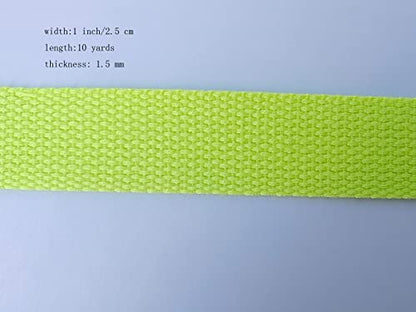 1 Inch Cotton Webbing 10 Yards Cotton Strap for Tote Canvas Bags Crafts Sewing (2076 Neon Green) - color: 2076 Neon Green