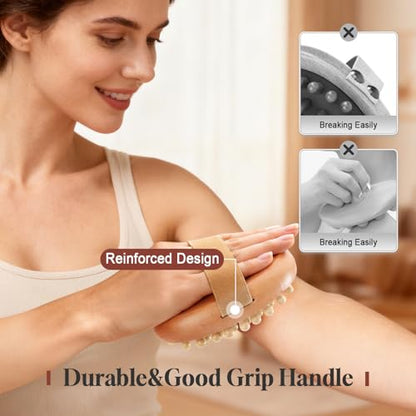 2 Pcs Meridian Brush, Wood Therapy Massage Tools with Essential Oil | Handheld Natural Meridian Massage Brush for Belly Fat Cellulite Massage Tool for Legs Arms Back Office Workers Stress Relieve - color: Brown