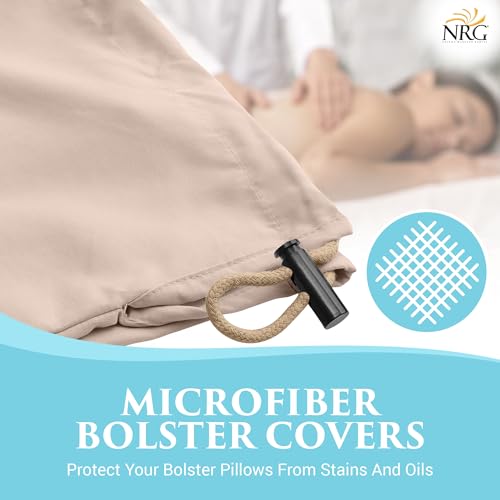 NRG Microfiber Bolster Covers Round Massage Bolster Pillow Covers - Natural - 6" x 27" - 100% Polyester Microfiber - Soft & Durable - Protection from Stains & Oil - Drawstring Closure - color: Natural, size: Small