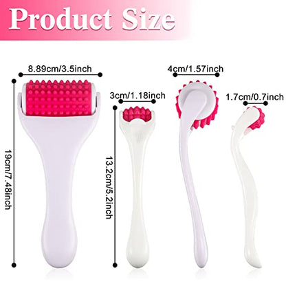 Tondiamo 2 Pcs Muscle Roller Portable Small Silicone Massager Roller Deep Tissue Muscle Massage Stick Cellulite Remover Scar Tissue Massager for Relief Face Neck Arm Back Leg(White,Silicone) - color: White, Rosy, style: Silicone