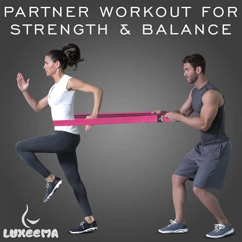 Premium 76" Extra Long Resistance Band for Working Out, 3" Wide Non-Slip Fabric Exercise Band for Stretching, Yoga, Strength Training & Physical Therapy (Pink)
