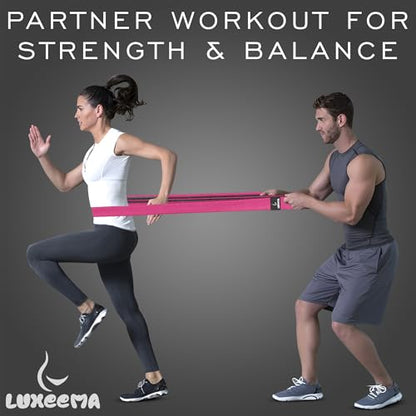 Premium 76" Extra Long Resistance Band for Working Out, 3" Wide Non-Slip Fabric Exercise Band for Stretching, Yoga, Strength Training & Physical Therapy (Pink)